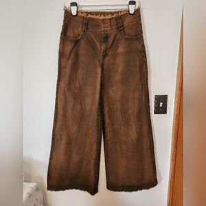 Darker Wavs Brown Wide Leg Jeans Size M (8-10)